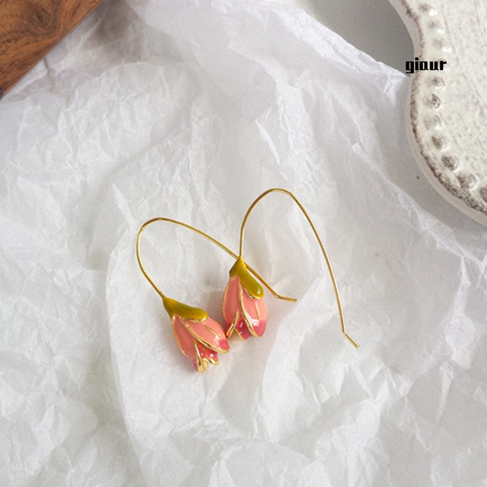 Hoa Tai Dáng Dài Hình Hoa Tulip Phong Cách Vintage