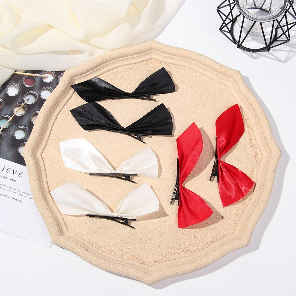 Set 2 Kẹp Tóc Ruy Băng Thắt Nơ Nhiều Màu Thời Trang Cổ Điển Cho Nữ
