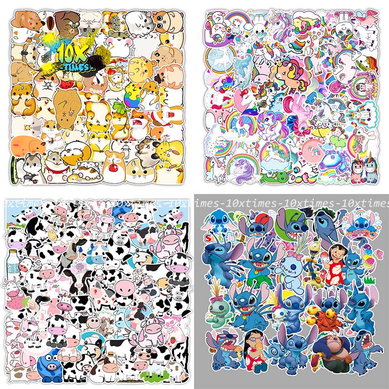 set 50 sticker stich, kì lân, chuột vàng dán máy tính, điện thoại,lap top, sticker dán mũ bảo hiểm, valy