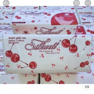 Khăn giấy rút silkwell 280 tờ Cherry đỏ