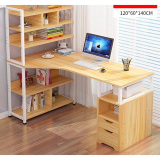 Bàn học/Bàn làm việc giá sách 5 tầng kèm ngăn kéo