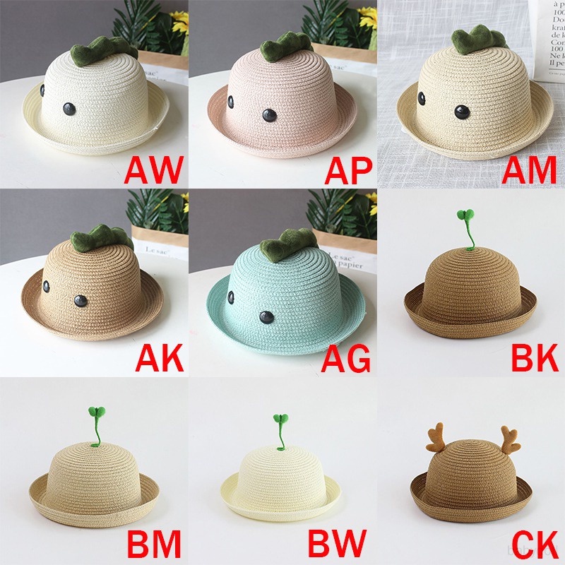 Mũ Tai Bèo Đan Cói Gọn Nhẹ Hình Khủng Long Đáng Yêu Cho Bé