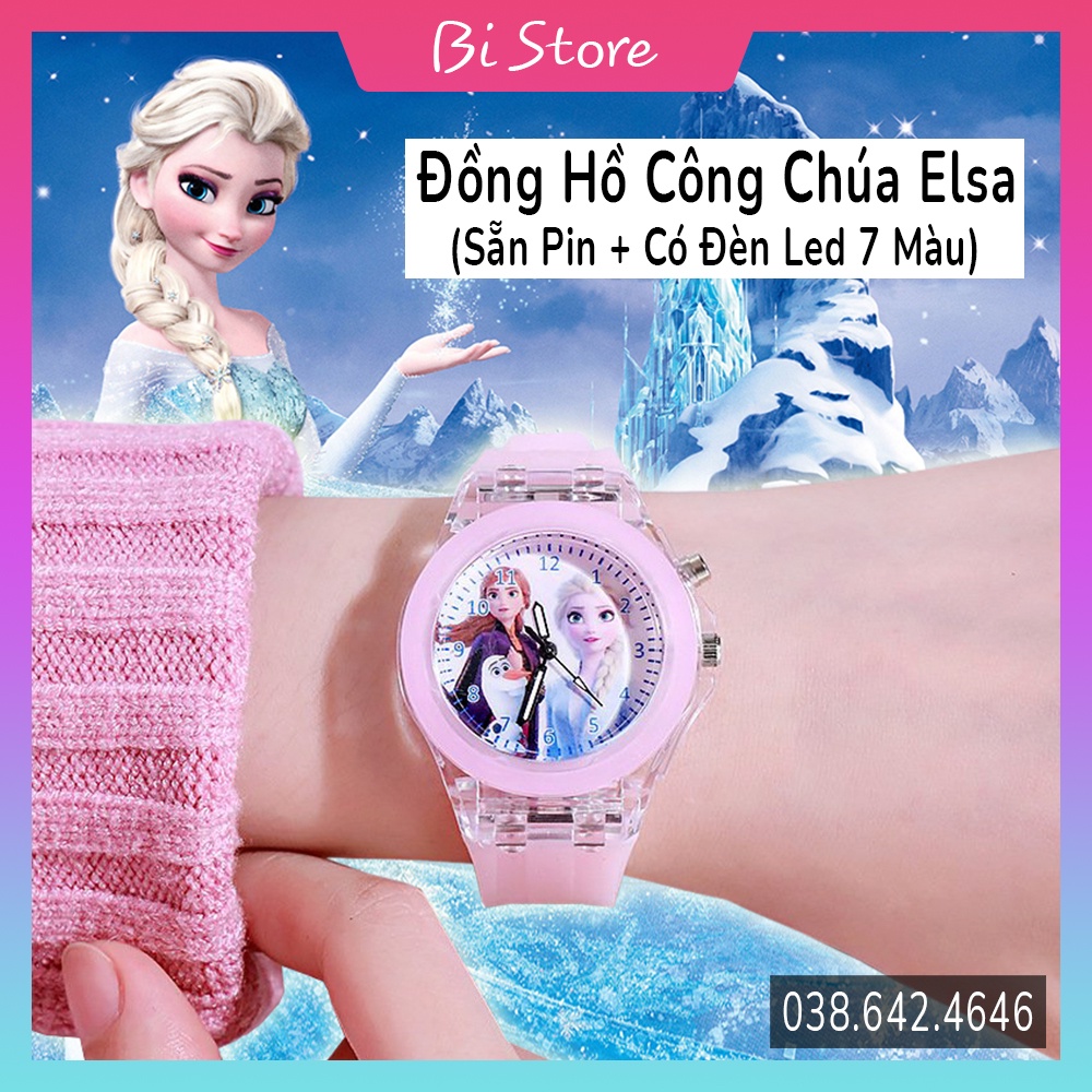 Đồng hồ công chúa Elsa có đèn LED 7 màu dành cho các bé gái trên 2 tuổi - Quà tặng cho bé