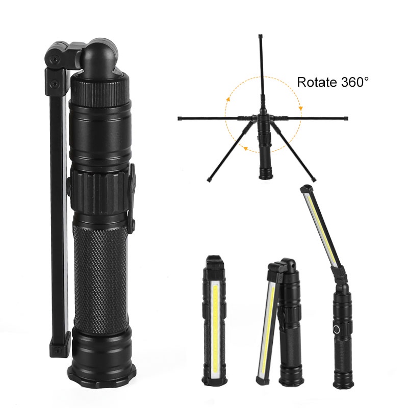 Đèn Pin Làm Việc Có Thể Gấp Gọn 1200 mAh Có Đế Nam Châm Xoay 360° Đèn Pin LED 5 Chế Độ Sáng Tiện Dụng Sửa Chữa Nhà Cửa/ Xe Hơi