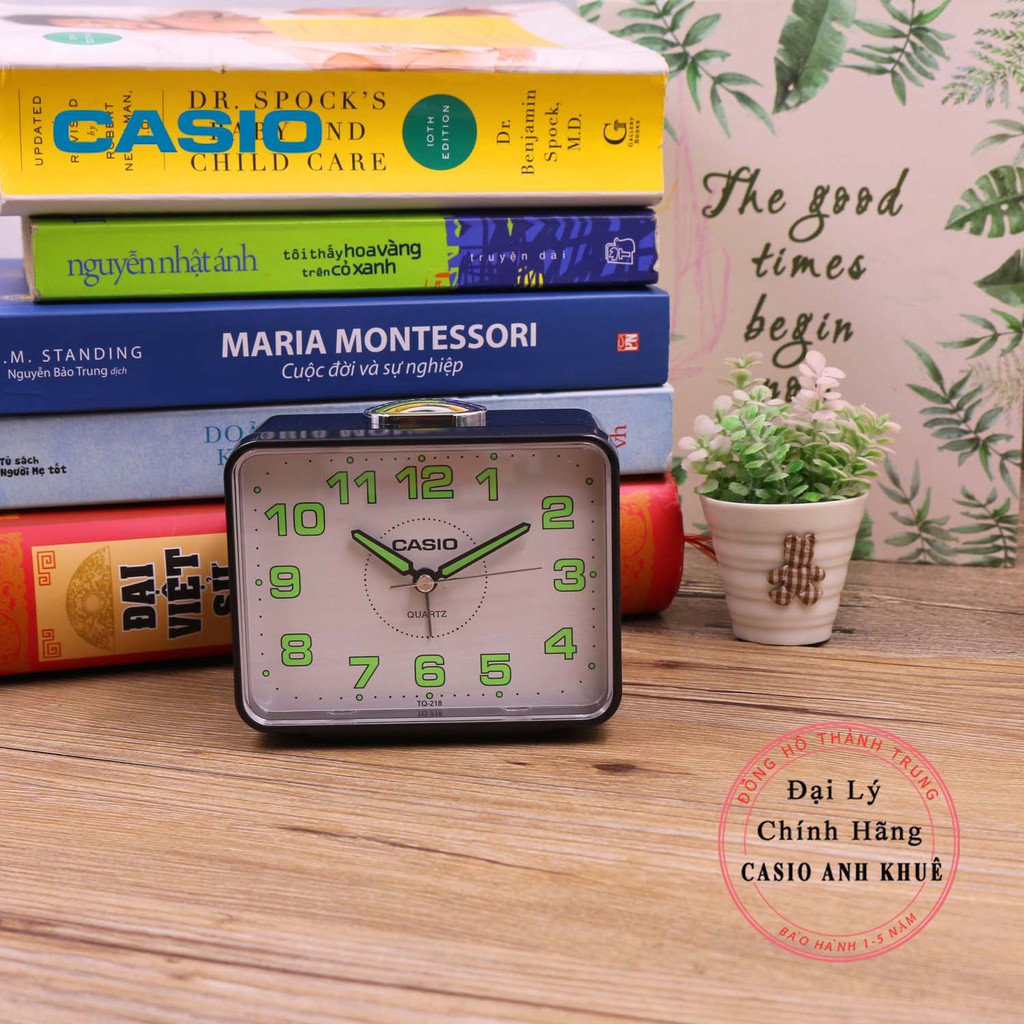 Đồng hồ để bàn Casio TQ-218-1BDF báo thức, dạ quang ( 9×10.7×6 cm )