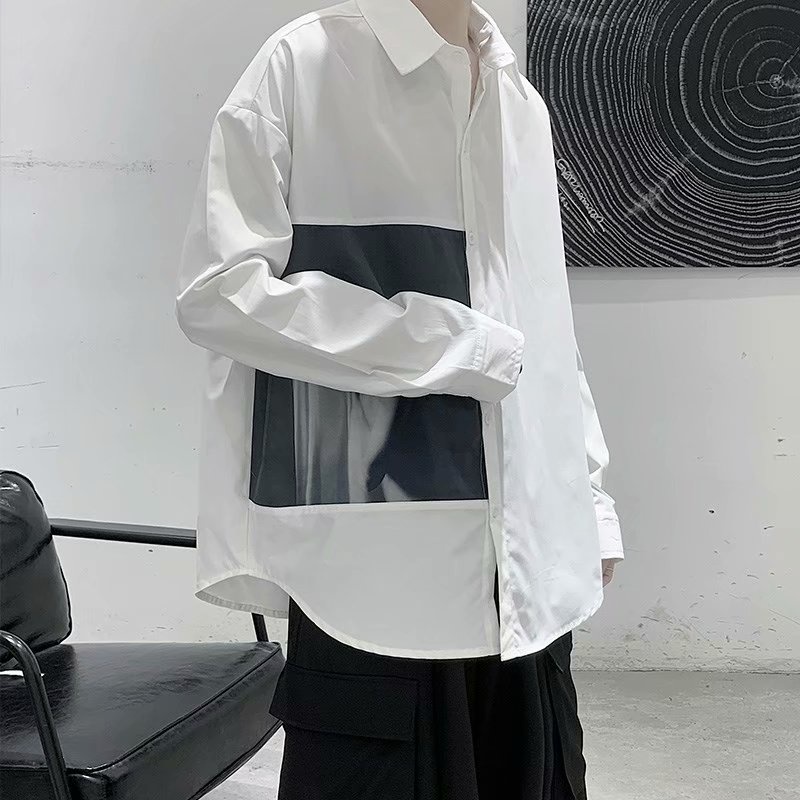 Áo Sơ Mi Nam Dài Tay Màu Đen Họa Tiết In Thời Trang