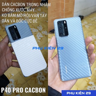 [Huawei P40/ P40 Pro] Dán lưng 3D chống xước vân Cacbon - Carbon