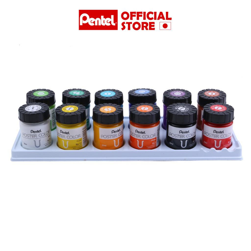 Hộp 12 Màu Vẽ Lọ Pentel Poster WPU2-12 POC-12ESG | Bền Màu Lâu Phai | An Toàn Sức Khỏe