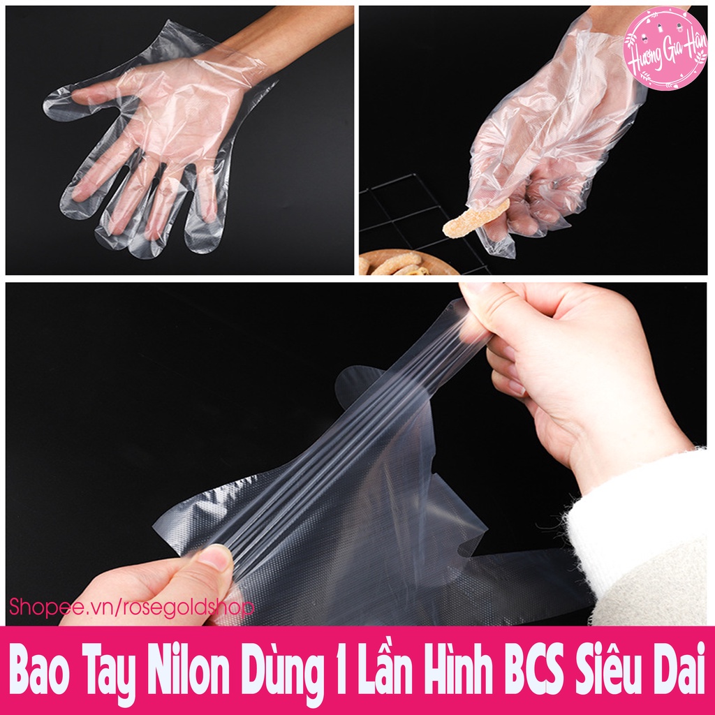 Bao Tay Nilon Dùng 1 Lần Hình Bcs Rất Tiện Lợi Mang Theo, Siêu Dày Dặn Và Dai (2pc/gói)