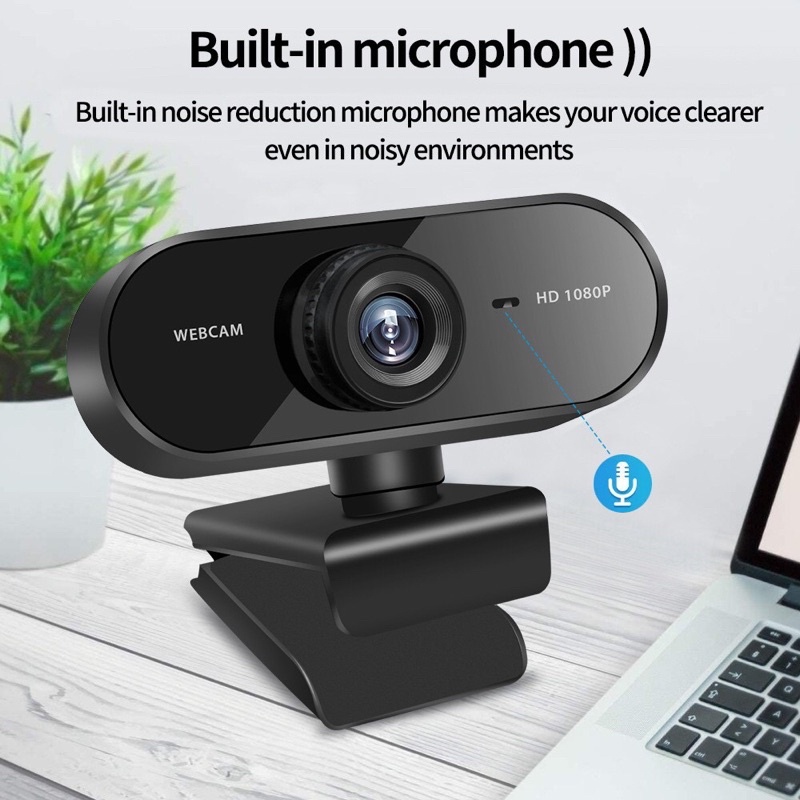 Webcam Full HD1080 auto focus chính hãng fullbox có mic học tập trực tuyến.