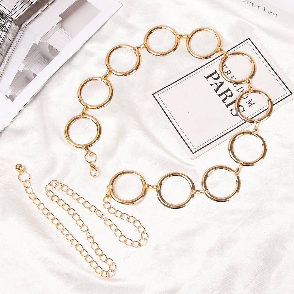 Thắt Lưng Dây Xích Móc Tròn Bằng Kim Loại Thời Trang Cho Nữ