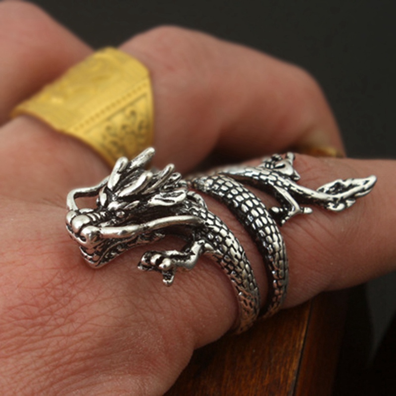 Nhẫn nam hình rồng kiểu mở phong cách cá tính cổ điển