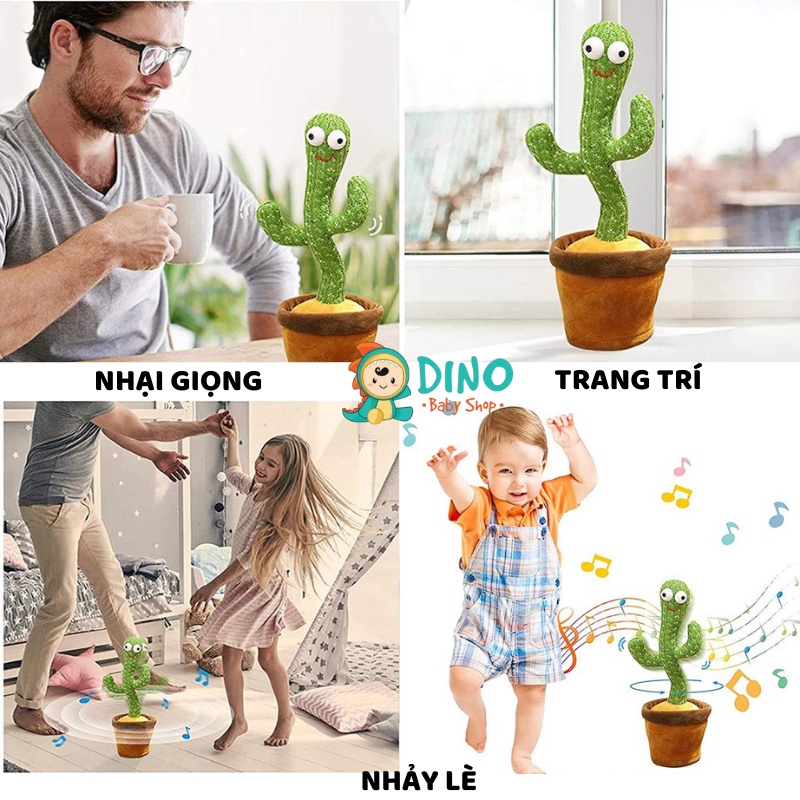 Cây xương rồng nhảy múa, đồ chơi trẻ em nhại giọng vui nhộn, đáng yêu phát nhạc Dino