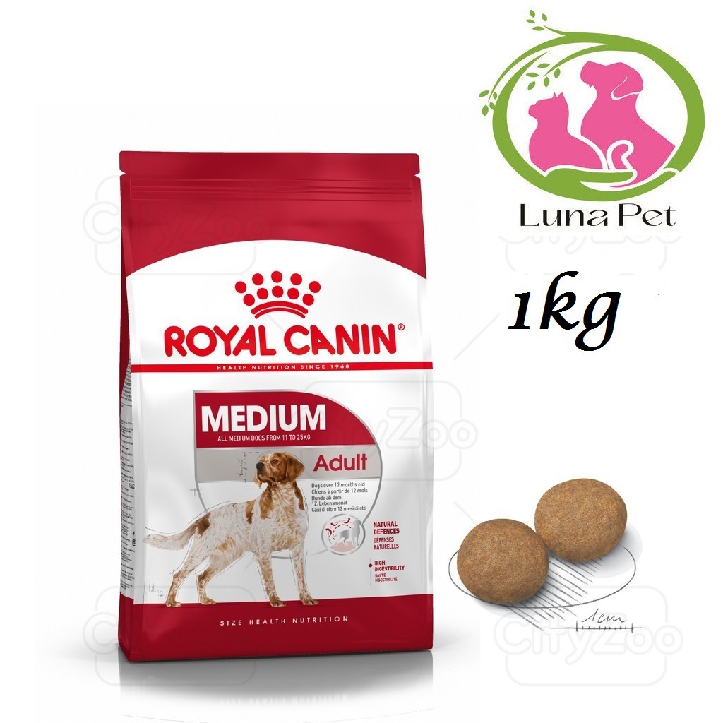 Thức ăn cho chó trưởng thành Royal Canin Medium Adult 1kg, thức ăn cho giống chó trung trường thành 1kg - Hoshi Pet