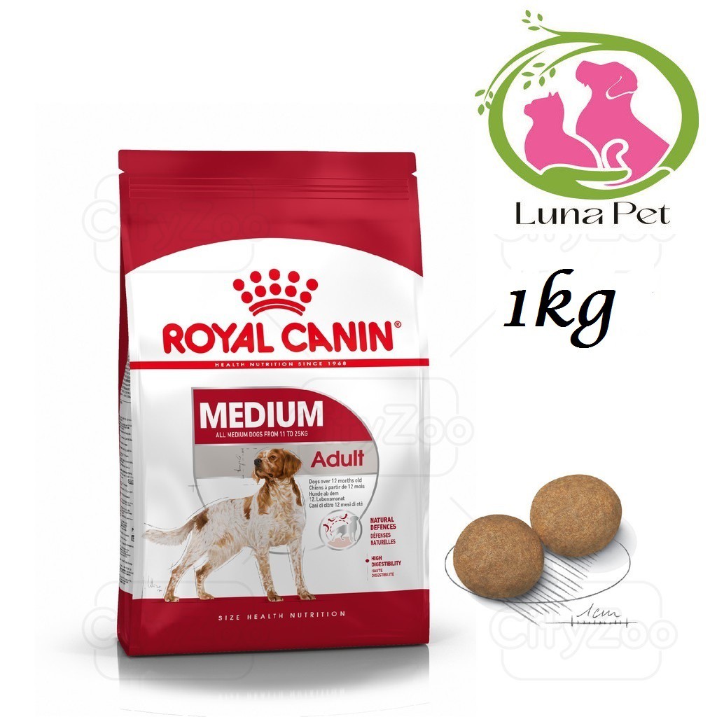 Thức ăn cho chó trưởng thành Royal Canin Medium Adult 1kg, thức ăn cho giống chó trung trường thành 1kg