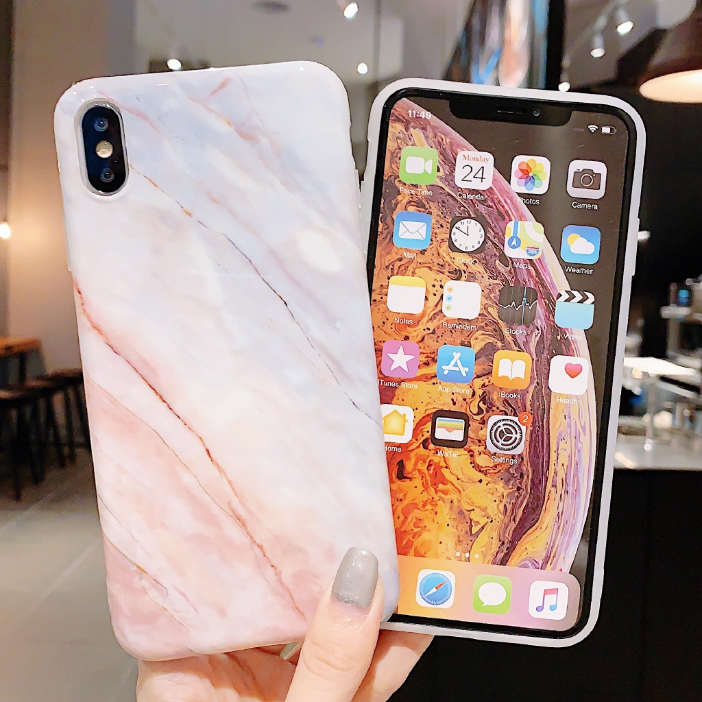 Vỏ điện thoại kết cấu bằng đá cẩm thạch hình học cho vỏ iPhone X XR XS max 11 Pro Max Soft IMD Cover cho iphone 6S 7 8 Plus ốp lưng