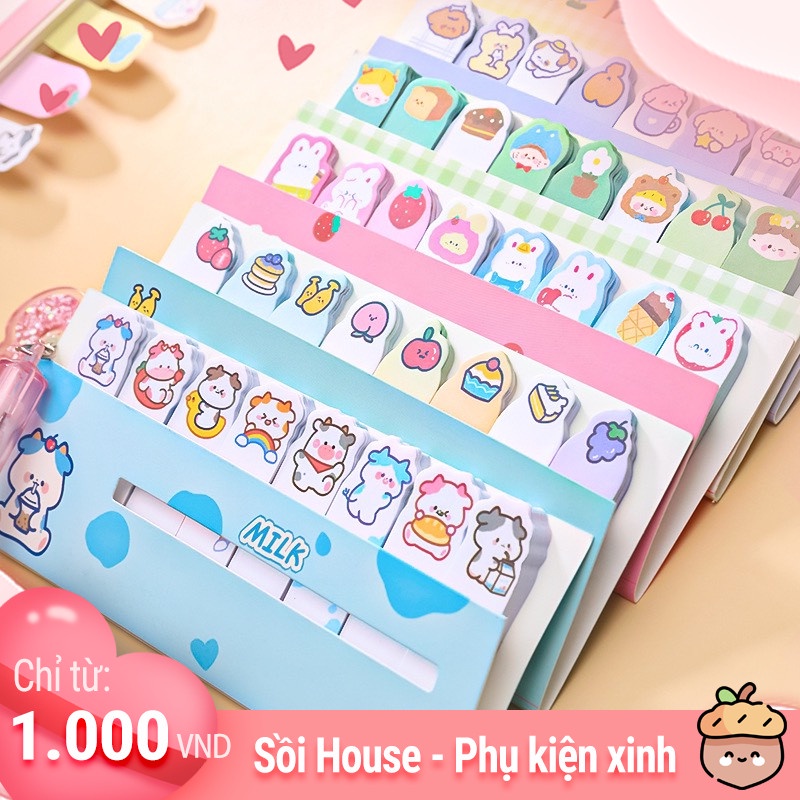 Bộ Bookmark 120 tờ giấy đánh dấu trang xinh xắn dễ thương Sồi House