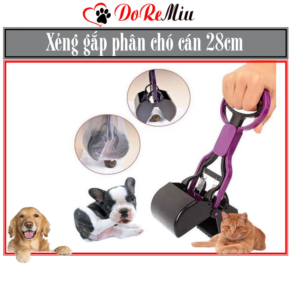 STHA- Xẻng gắp phân chó có cán hốt kít chó tiện dụng sạch sẽ 28cm (chọn màu)
