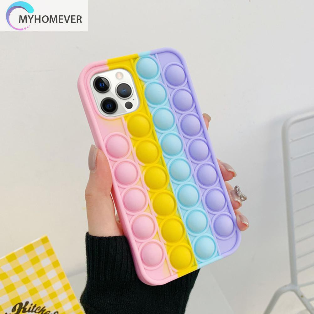 Pop It Fidget Đồ chơi Silicone Relieve Stress Pop Fidget Đồ chơis Push Bubble Phone Case for iPhone