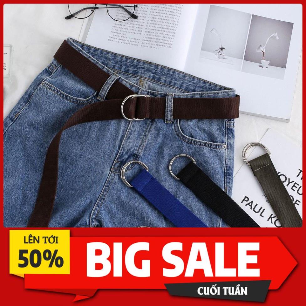Thắt lưng vải Canvas Nam Nữ, Dây nịt vải dù mặt chữ D Unisex nhiều màu BROO Accessoriez *