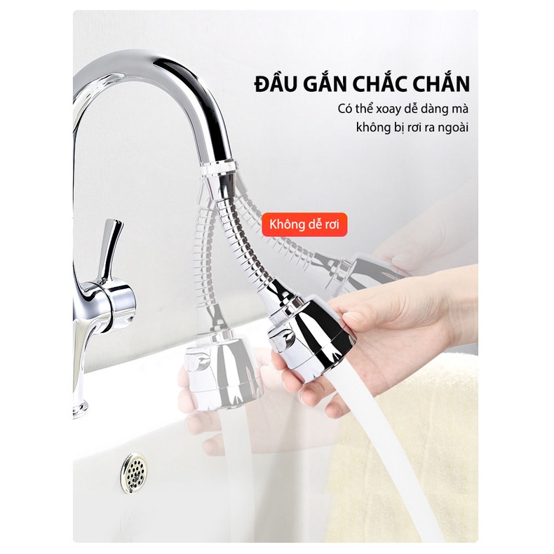 Đầu Vòi Rửa Bát Tăng Áp 18cm Xoay 360 Độ, Vòi Nối Tăng Áp Lực Cho Bồn Rửa Chén Bồn Rửa Tay