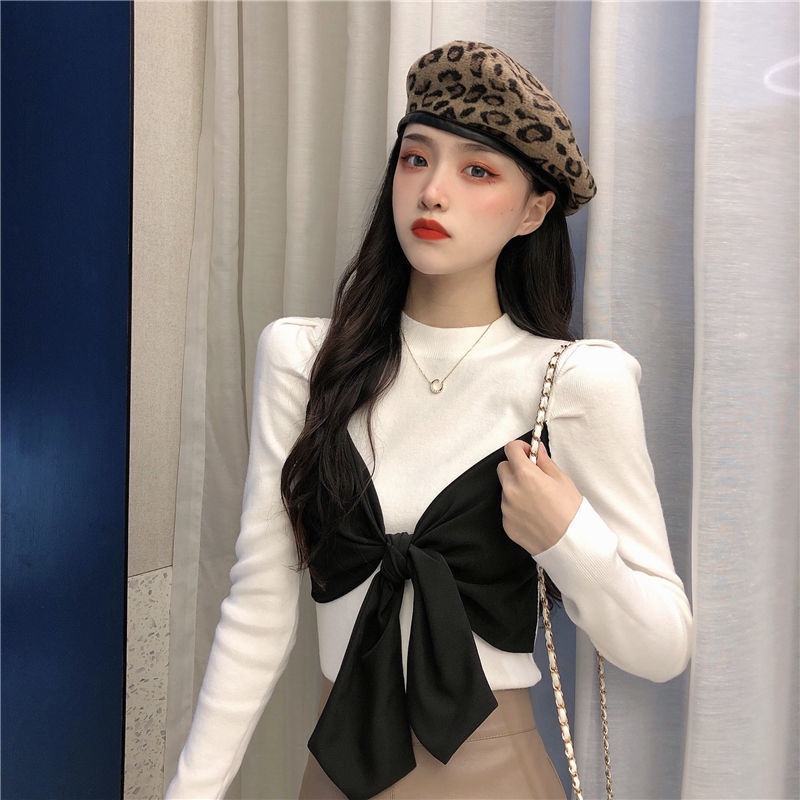 Korean fashion women's bow tie long sleeve