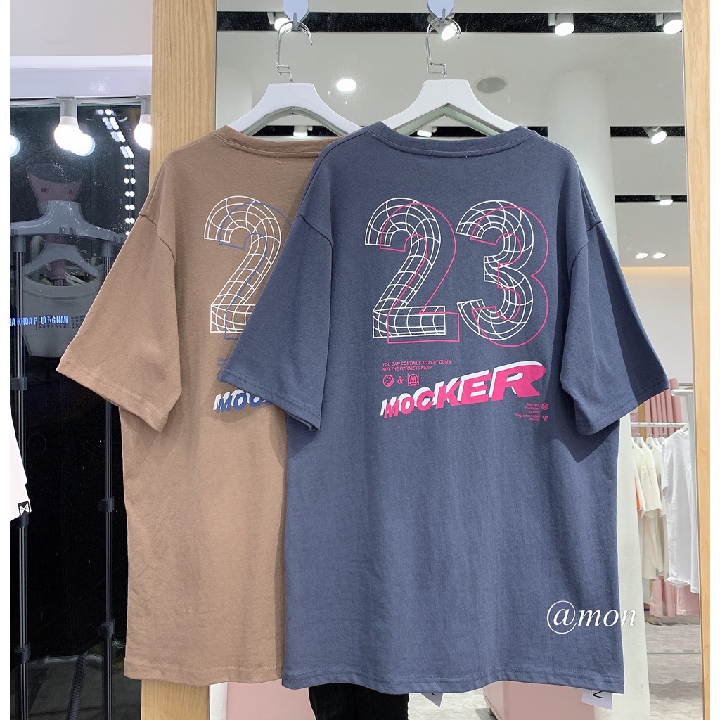 2101576 Áo phông nam nữ form rộng tay lỡ chất cotton dày dặn hình in chữ MOCKER