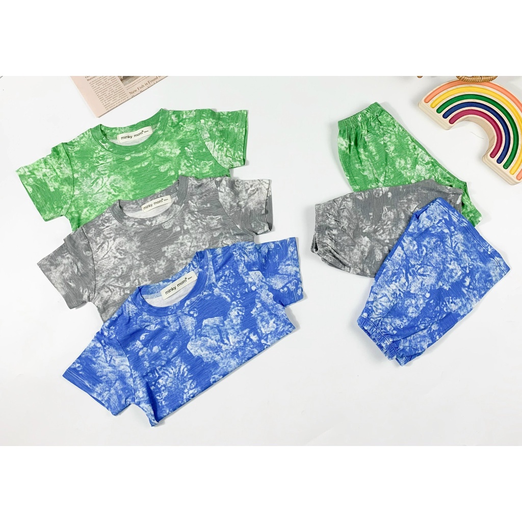 [SALE] Bộ Cộc Tay Cho Bé Trai, Bé Gái Minky Mom Vải Thun Lạnh Loang Màu Tye Dye Trơn, Đồ Bộ Cho Bé Mặc Nhà MKM2235