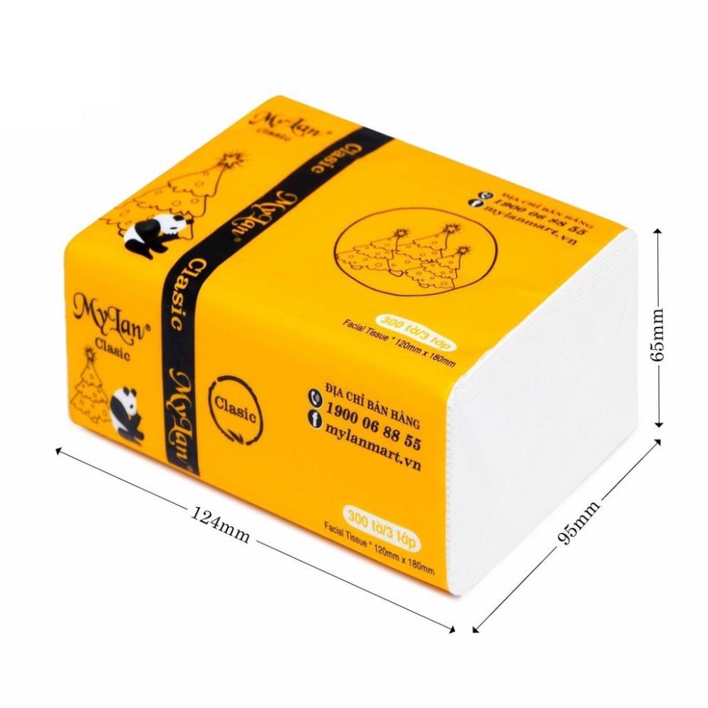Giấy ăn gấu trúc 3 lớp siêu dai MyLan siêu mềm mịn không tan trong nước 300 tờ/gói, 1 xách 10 gói