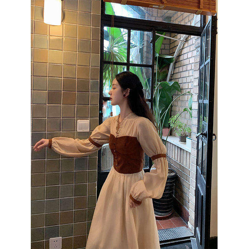 Peach Can Be French Style Retro Minority Palace Style Girl Dress Waist Slim Looking Graceful Mid-Length Fairy Dress | BigBuy360 - bigbuy360.vn