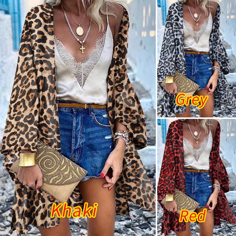 Áo khoác cardigan ZANZEA tay dài in họa tiết da beo phong cách cổ điển dành cho bạn nữ