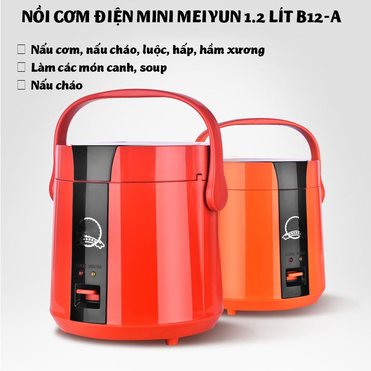 [BẢO HÀNH 1 NĂM] NỒI CƠM ĐIỆN MINI THỂ TÍCH LÀM HỘP CƠM VĂN PHÒNG 1.2L MEIYUN B12-A NẤU CƠM HÂM NÓNG NẤU CHÁO HẦM XƯƠNG