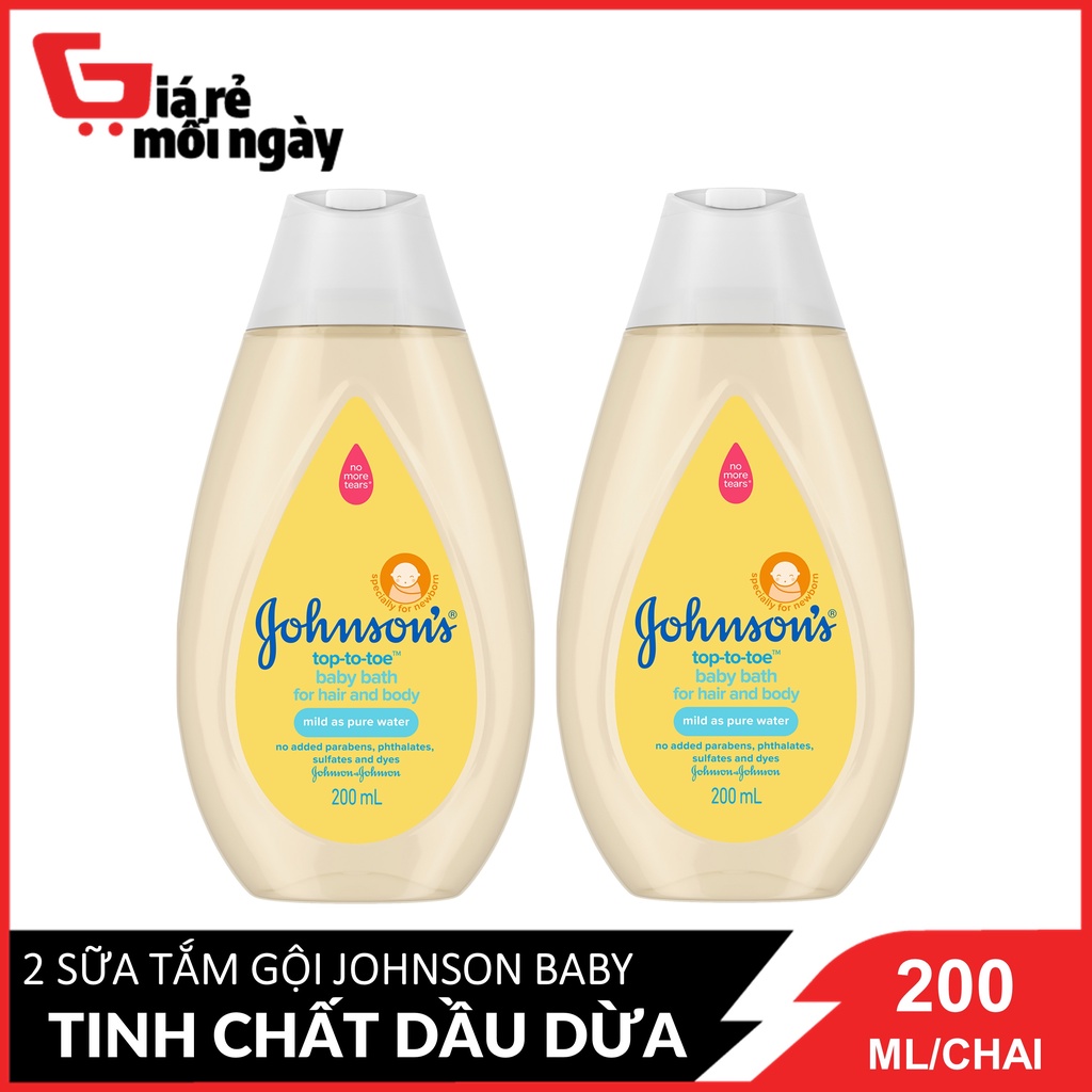 Combo 2 SỮA TẮM GỘI TOÀN THÂN Johnson Baby Top to Toe 200 mL / Chai x2
