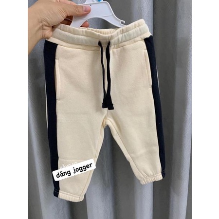 Combo 2 quần nỉ bé trai dáng jogger phối sọc chất nỉ bông dày đẹp giữ ấm
