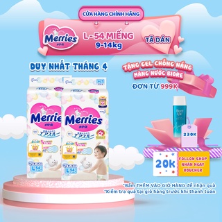 Combo 2 Tã/bỉm dán Merries size L - 54 miếng (Cho bé dưới 9-14 kg)