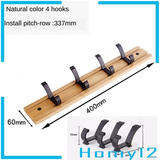 Bamboo Coat Rack Hooks Wall Mounted Robe Hat Clothes Towel Hanger