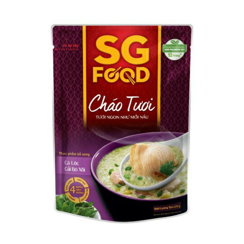 Cháo tươi Cá lóc cải bó xôi SG food