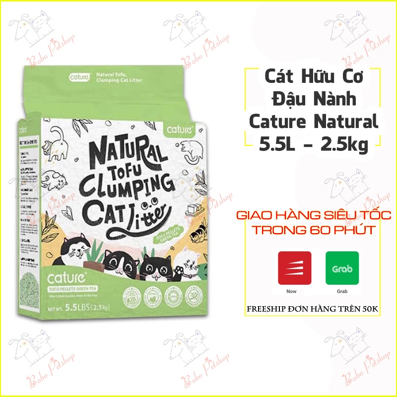 Cát Cature Cát Vệ Sinh Hữu Cơ Bã Đậu Nành Tự Nhiên Cho Mèo Cature Natural 6L Đổ Được Bồn Cầu - Bobo Pet Shop Hà Nội