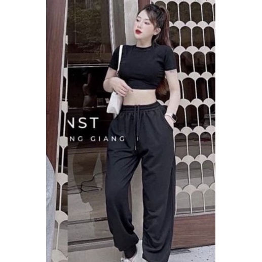Sét áo croptop bozip + quần bom TT6