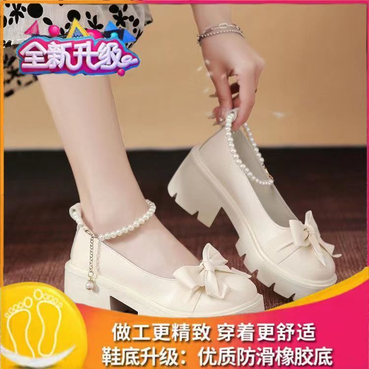 Giày Cao Gót Đế Dày Đính Nơ Thời Trang Mùa Hè