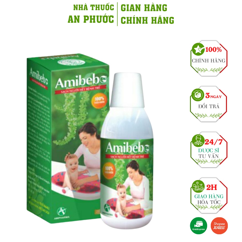 Tắm Rôm Sảy Mụn Nhọt AMIBEBE ⚡ CAM KẾT CHÍNH HÃNG ⚡ (250ml) Giam Rôm Sảy Mụn Nhọt Hiệu Qủa