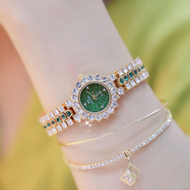 Đồng hồ nữ Bee Sister 1580 dây đính đá mặt viền đá đẳng cấp