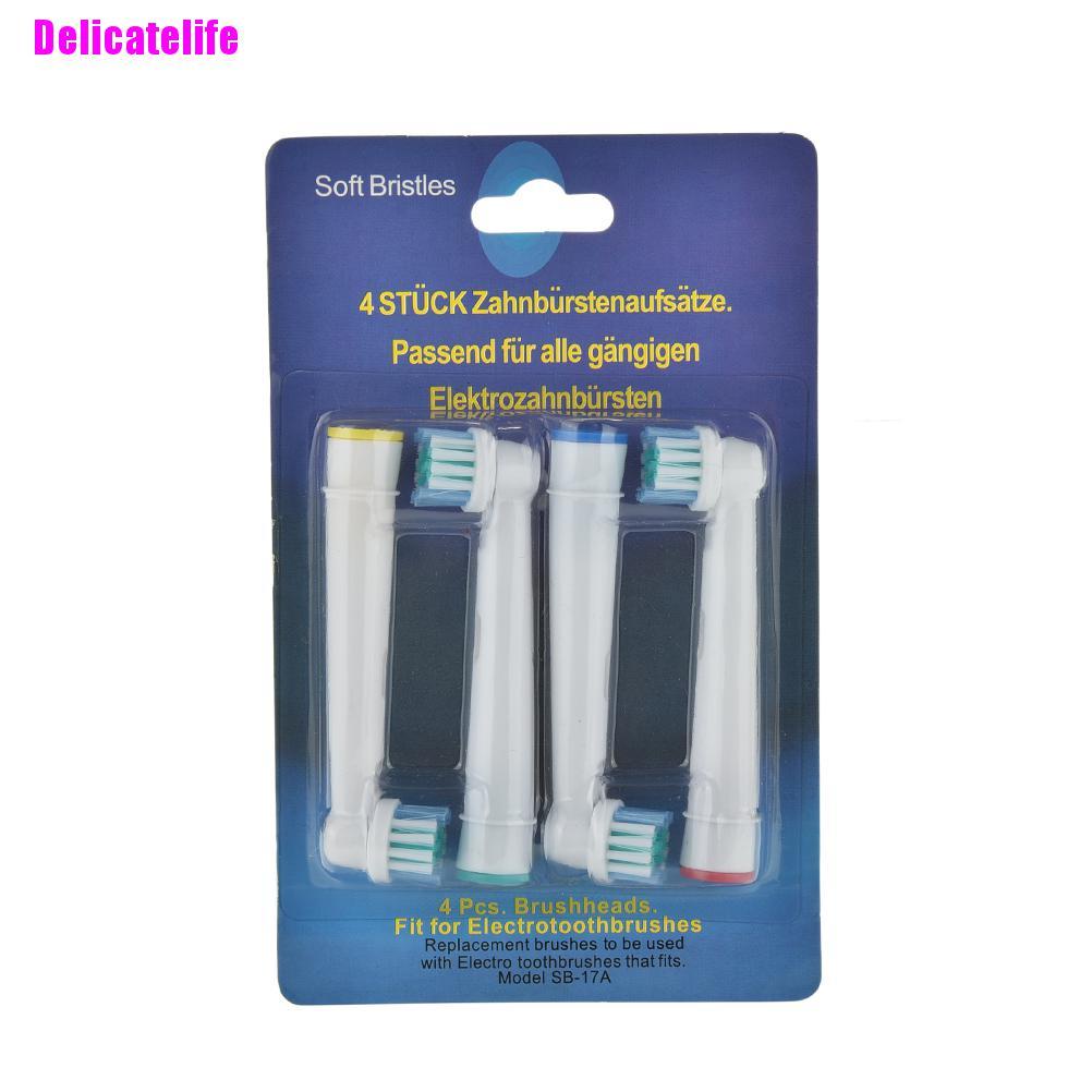 [Hàng mới về] Set 4 đầu bàn chải đánh răng điện màu trắng EB17-4 thay thế cho Braun Oral B