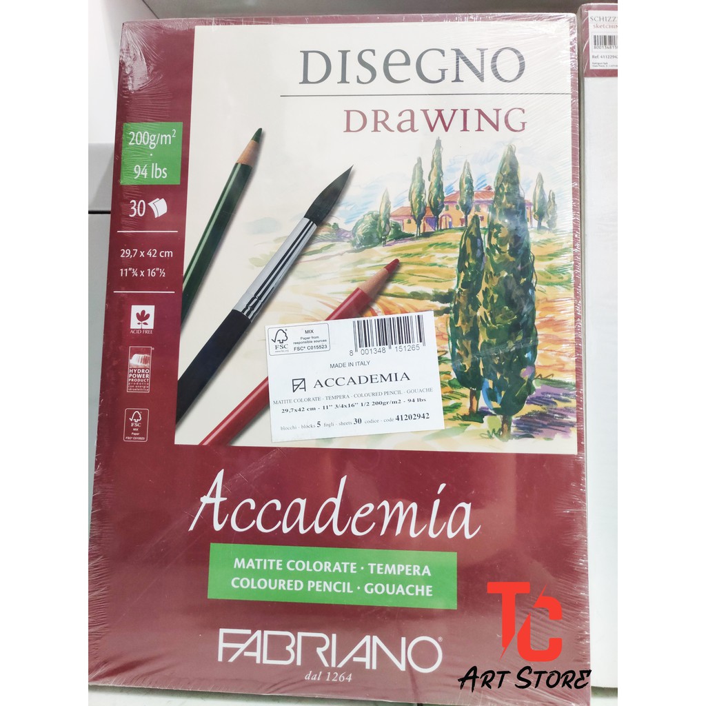 SỔ A3 FABRIANO ACCADEMIA DRAWING 200gsm 30 Tờ -  Không lò xo