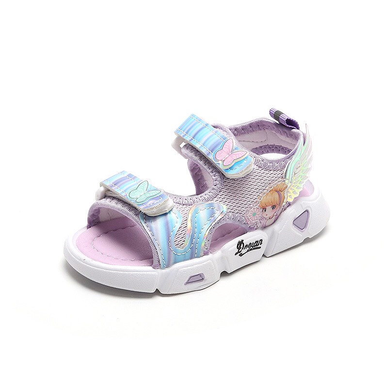 Sandal cho bé gái - dép quai hậu cho bé a02 công chúa cánh tiên siêu nhẹ quai vải thấm mồ hôi (tím, hồng) (sz21-sz30)
