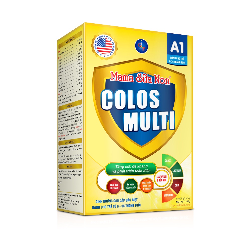 Sữa bột Colosmulti A1 hỗ trợ tăng cường sức đề kháng cho trẻ hộp 25 gói x 14g