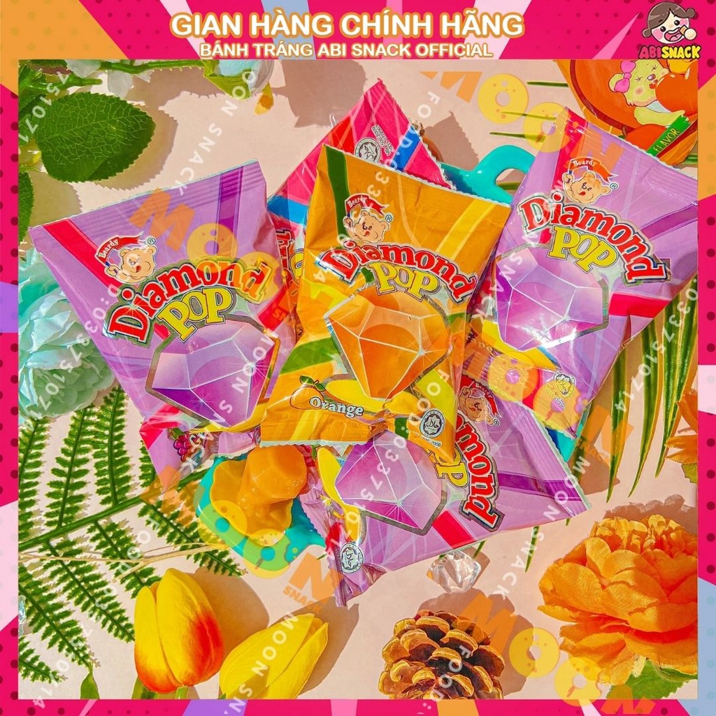 1 Gói kẹo nhẫn kim cương RingPop/HeartPop/DiaMond Pop/3 gấu Thái Lan ăn vặt bánh kẹo gói 10g