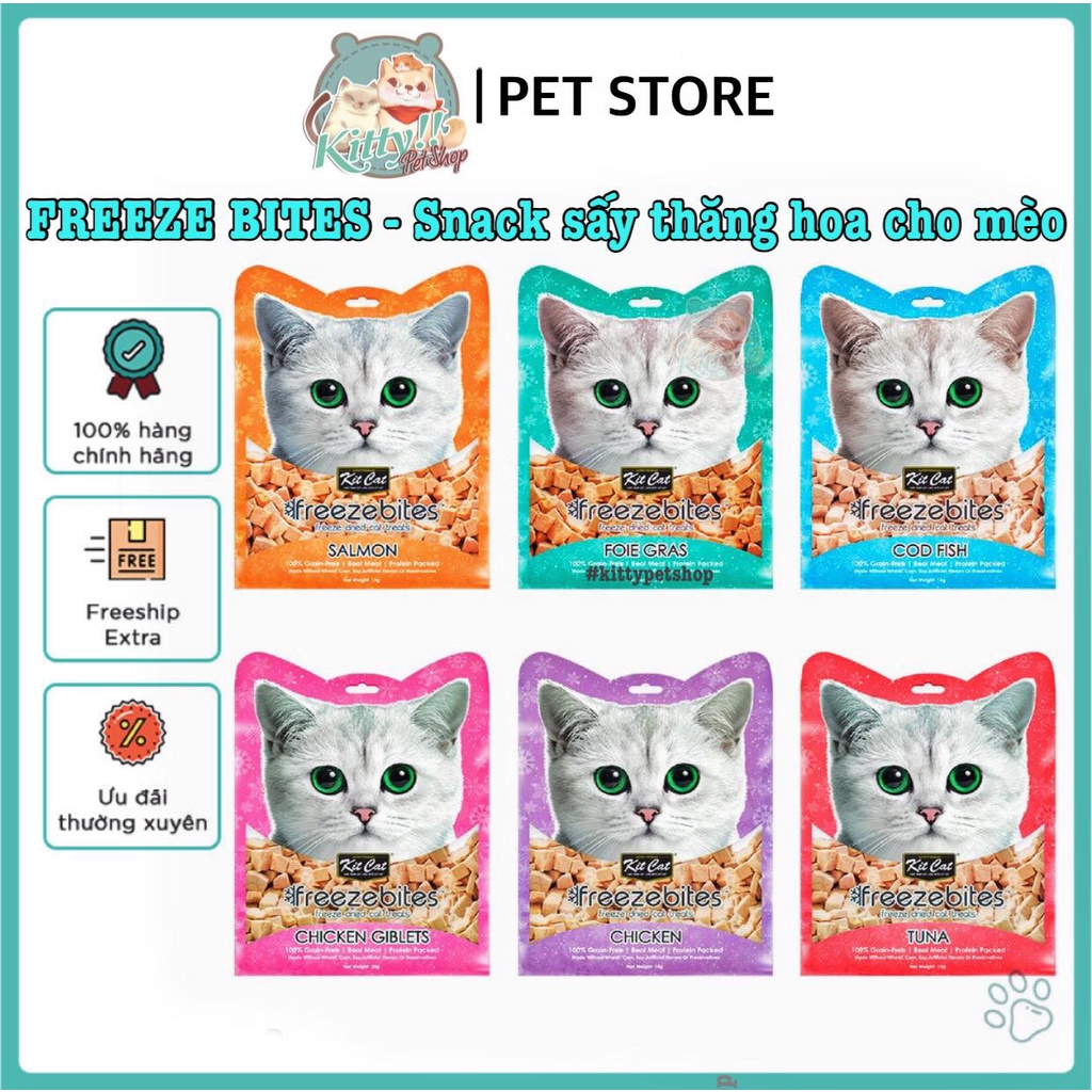 Snack Freeze Bites Kit Cat - thịt sấy lạnh công nghệ mới từ Kit Cat - bánh thưởng sấy thăng hoa cho mèo