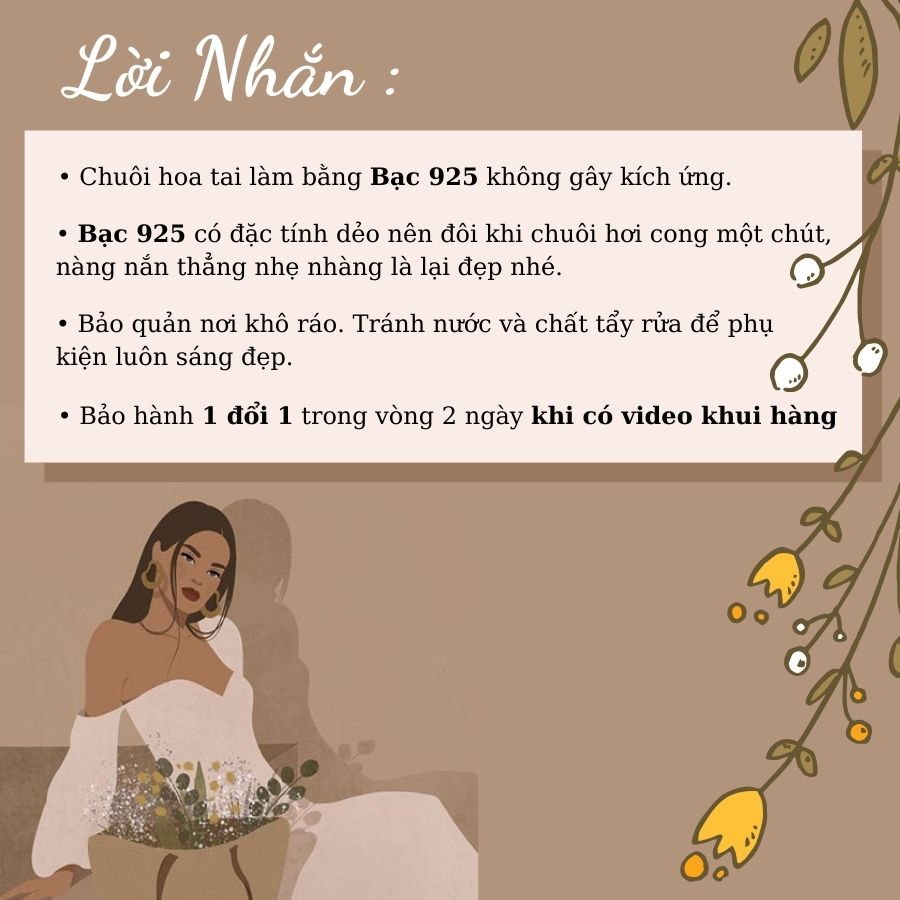 Hoa tai nữ kim loại hình khối Vintage thời trang Her Accessories | H13