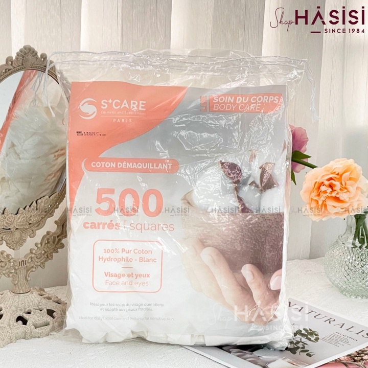 Bông Tẩy Trang S+ CARE - 100% Pur Coton Face &amp; Eyes 500 Squares